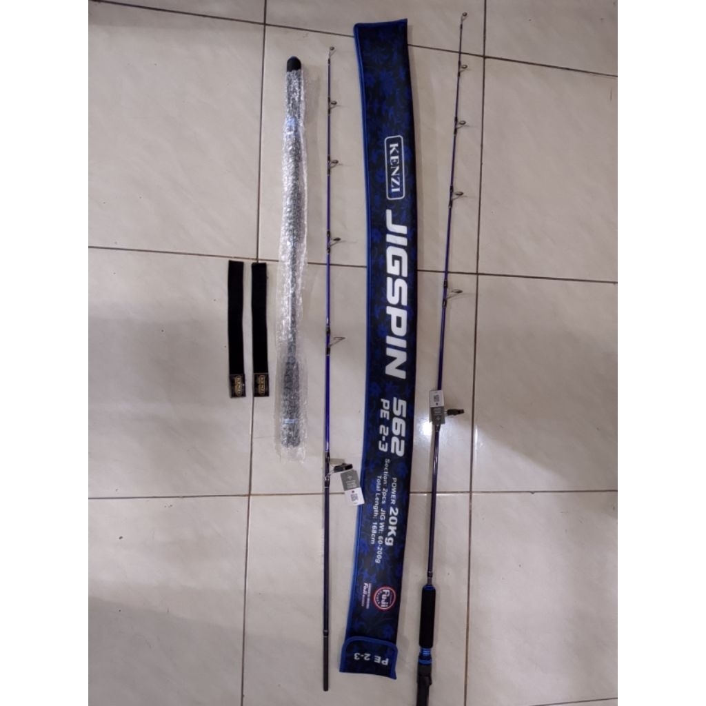 Joran Kenzi jigspin 562Sp jigging Rod full Fuji Guides Power 35kg