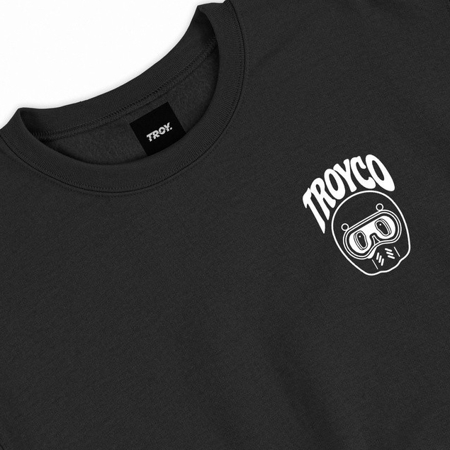 Troy Company Sweater Pria Hitam - Born to Ride Sweater Sweatshirt Crewneck Black SWD 2178