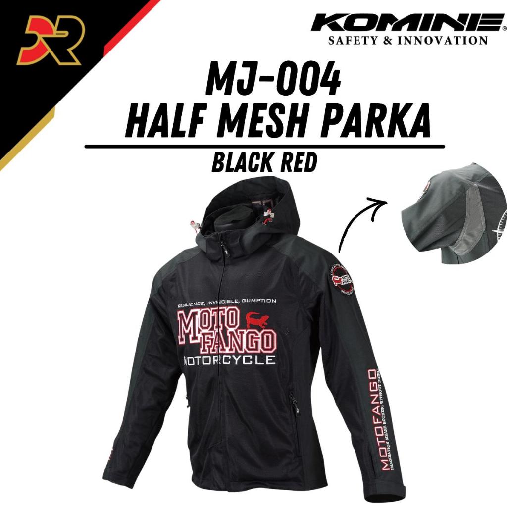 Jaket Komine MJ-004 Half Mesh Parka Black Red Jacket Riding Touring Original