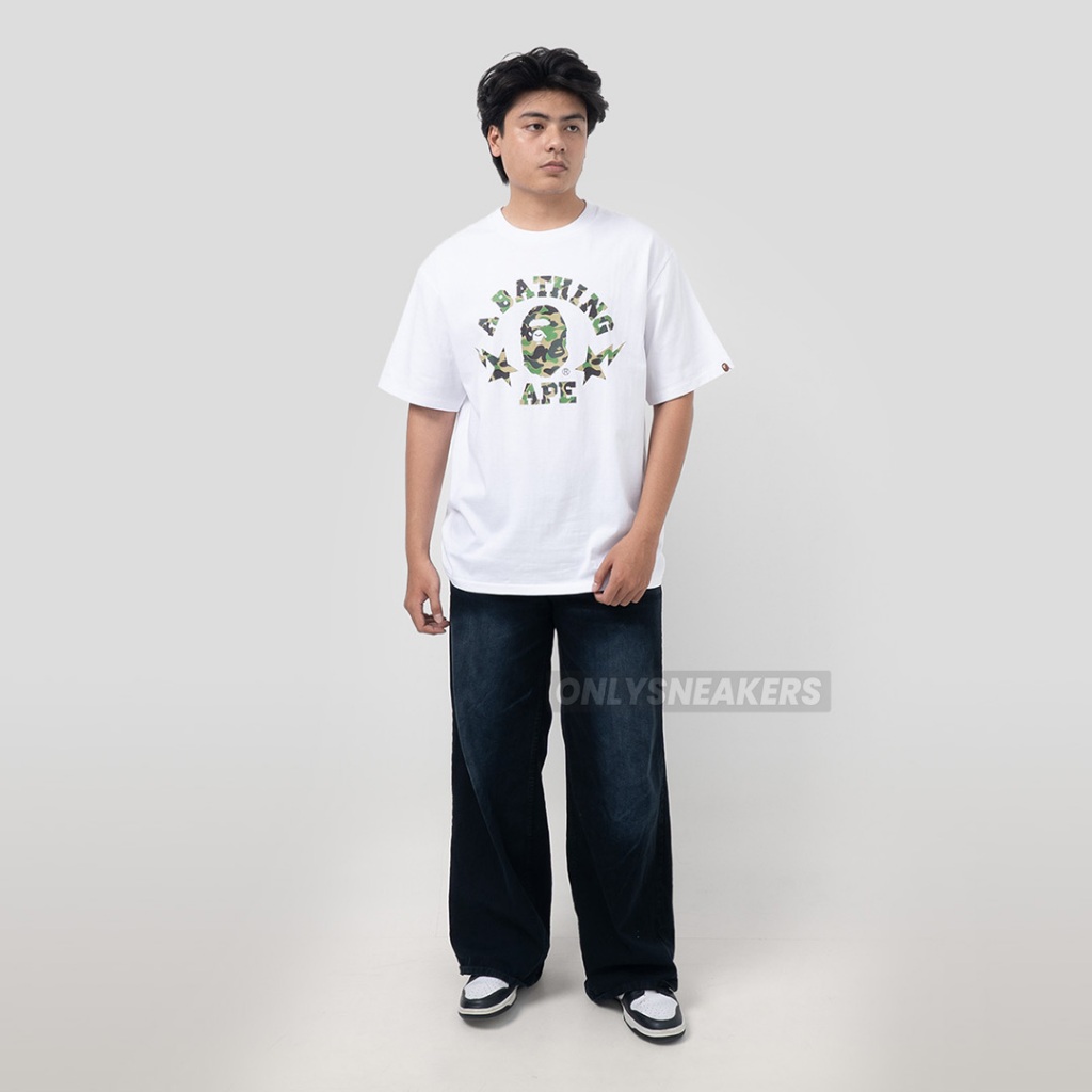 BAPE ABC CAMO STA COLLEGE GREEN WHITE TEE