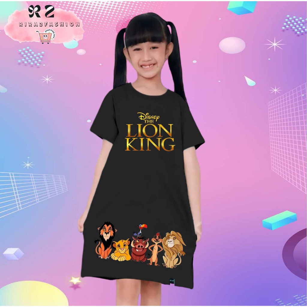 [FREE NAMA] Baju Kaos Tunik Anak Motif KARAKTER THE LION KING Bahan Premium