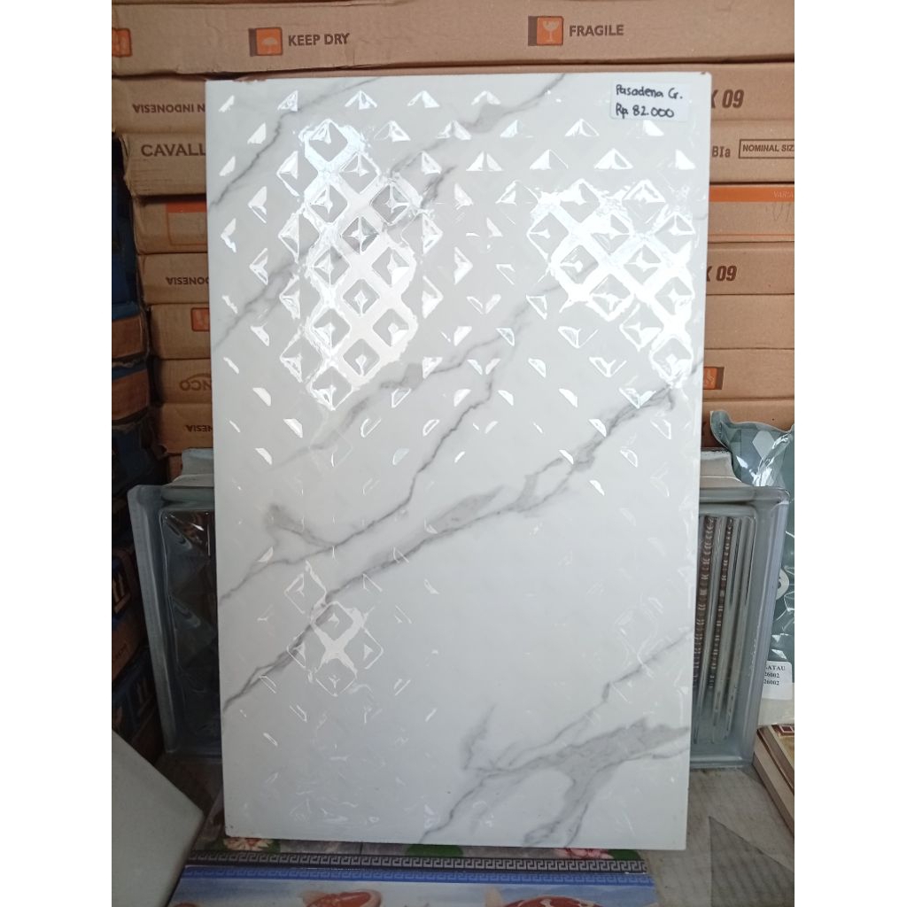 Keramik Lantai Kilap Emboss LAGUNA 25x40 Pasadena Carara