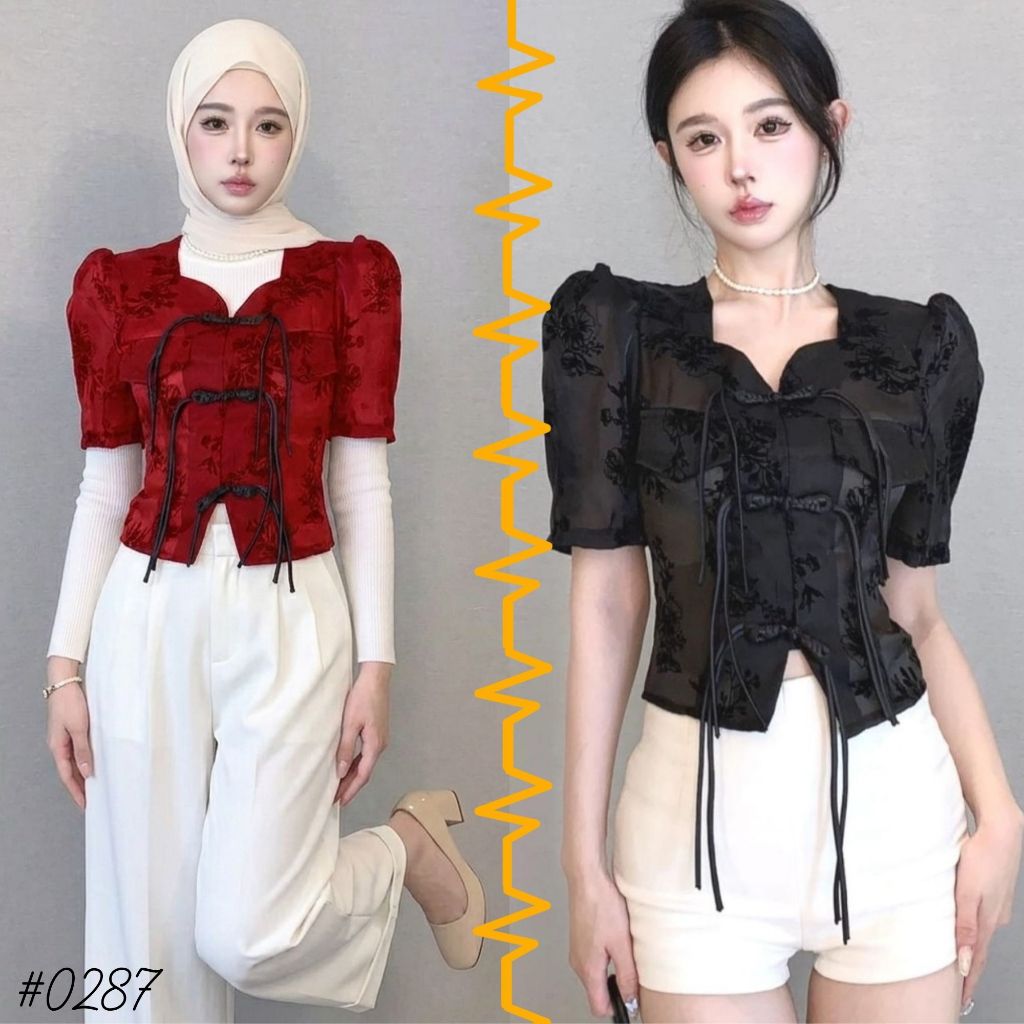 KS0287 Atasan Cheongsam Cropped Qiyi Sexy