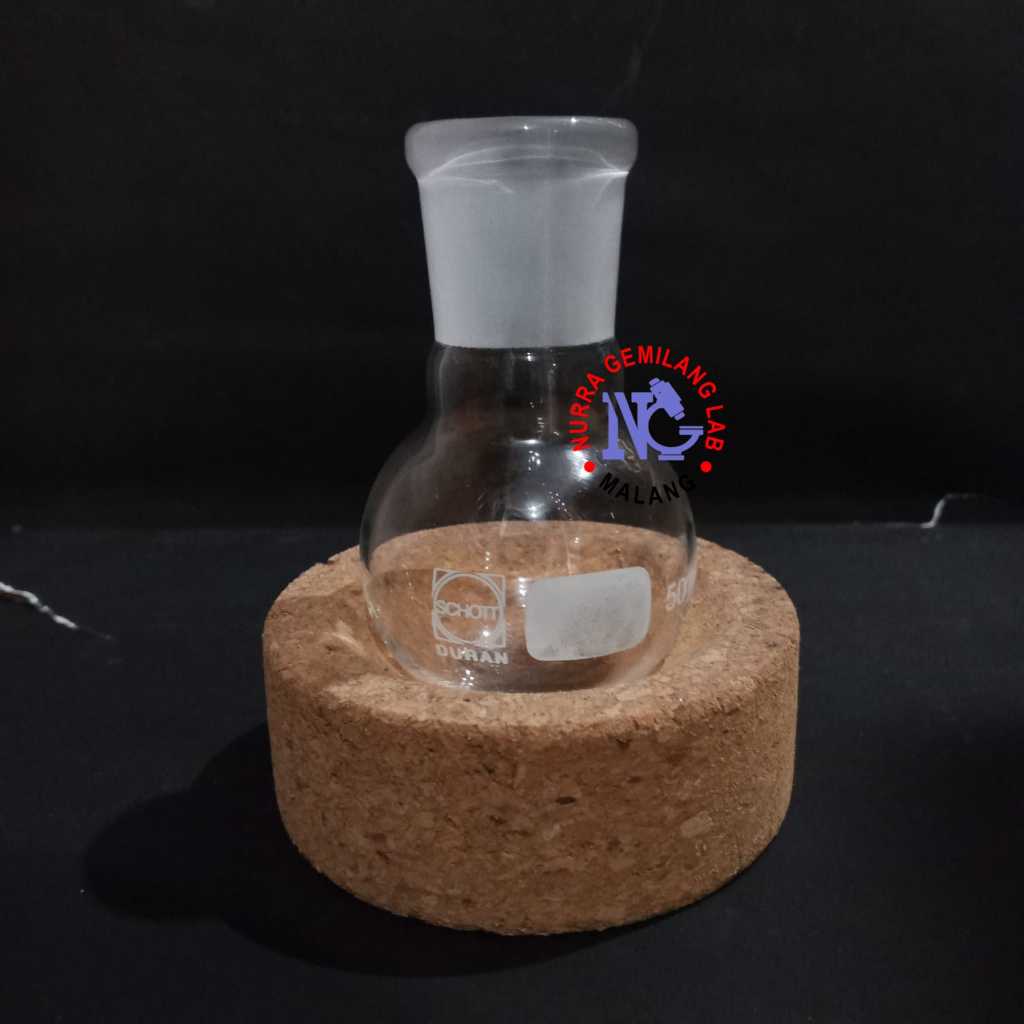 Boiling Flask 50 ml Round Bottom Duran Germany | Labu Didik 50ml Alas Bulat