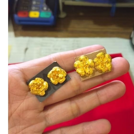 anting tusuk - model mawar pasir - emas asli 24k (LM)- emas 99,99 - 4gr