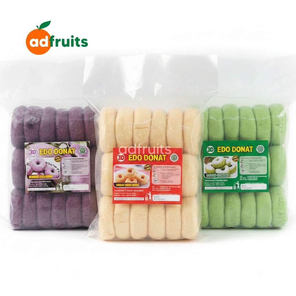Donat Kentang / Ubi Ungu / Pandan / Susu 3D Edo Isi 20 pcs + Gula Halus