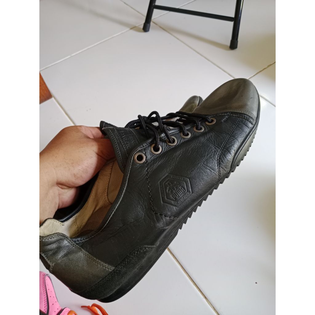 sepatu pria kulit hitam mewah size 46 stock cuma satu