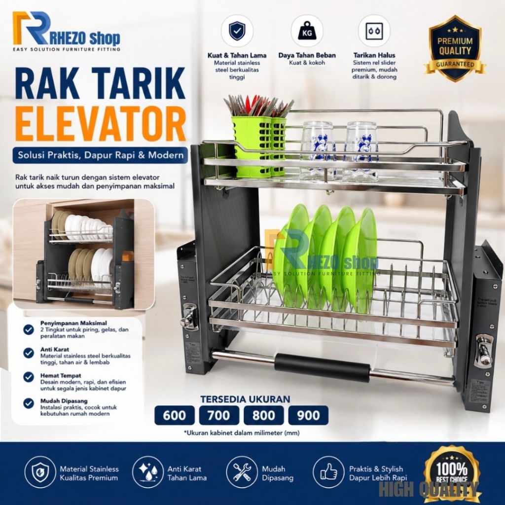 rak tarik elevator dish rack pull down rak piring stainless