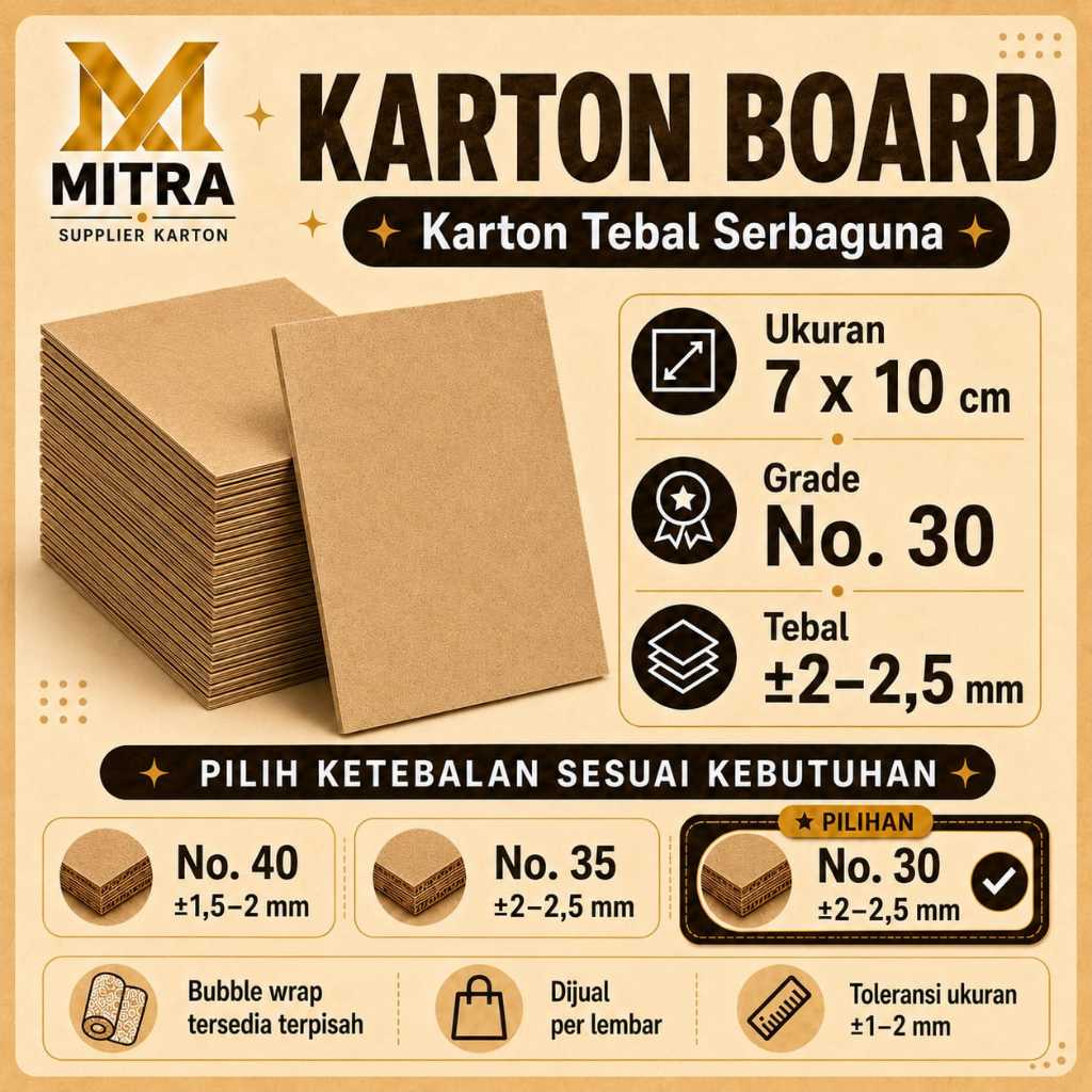 Karton Board Yellow Board A7 7x10 cm No 30 Tebal 2,5-3mm Alas Photocard Craft Subpacking