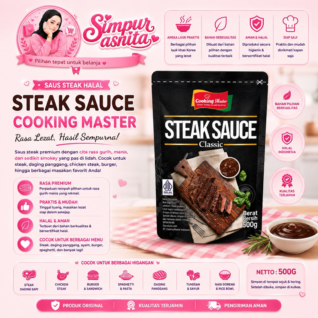 Cooking Master/ Steak Sauce/ Saus Steak/ Sauce Steak Halal 500g