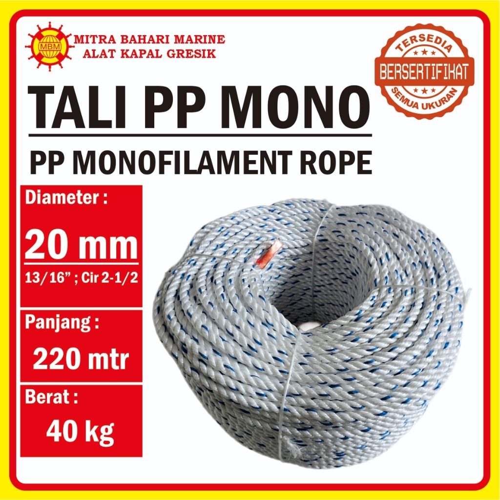 Tali PP Mono 20 mm / Tali Kapal / Tali Tambang 220mtr