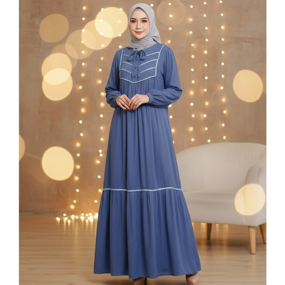 Zeeya Collection Zoya Gamis Dress Umroh Hitam Polos Rayon Twill Busui Friendly Size M L XL & JUMBO