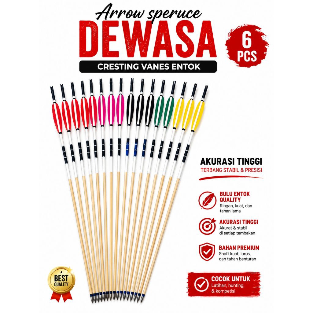 Arrow speruce cresting dewasa vanes entok / 6 pcs olahraga panahan tradisional