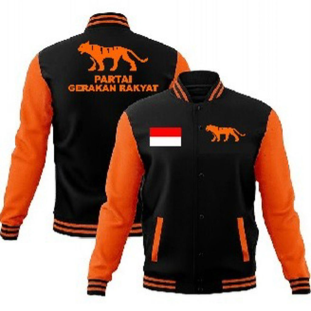 JAKET BASEBALL PARTAI ANIS/ GR/GERAKAN RAKYAT LOGO MACAN TERBARU