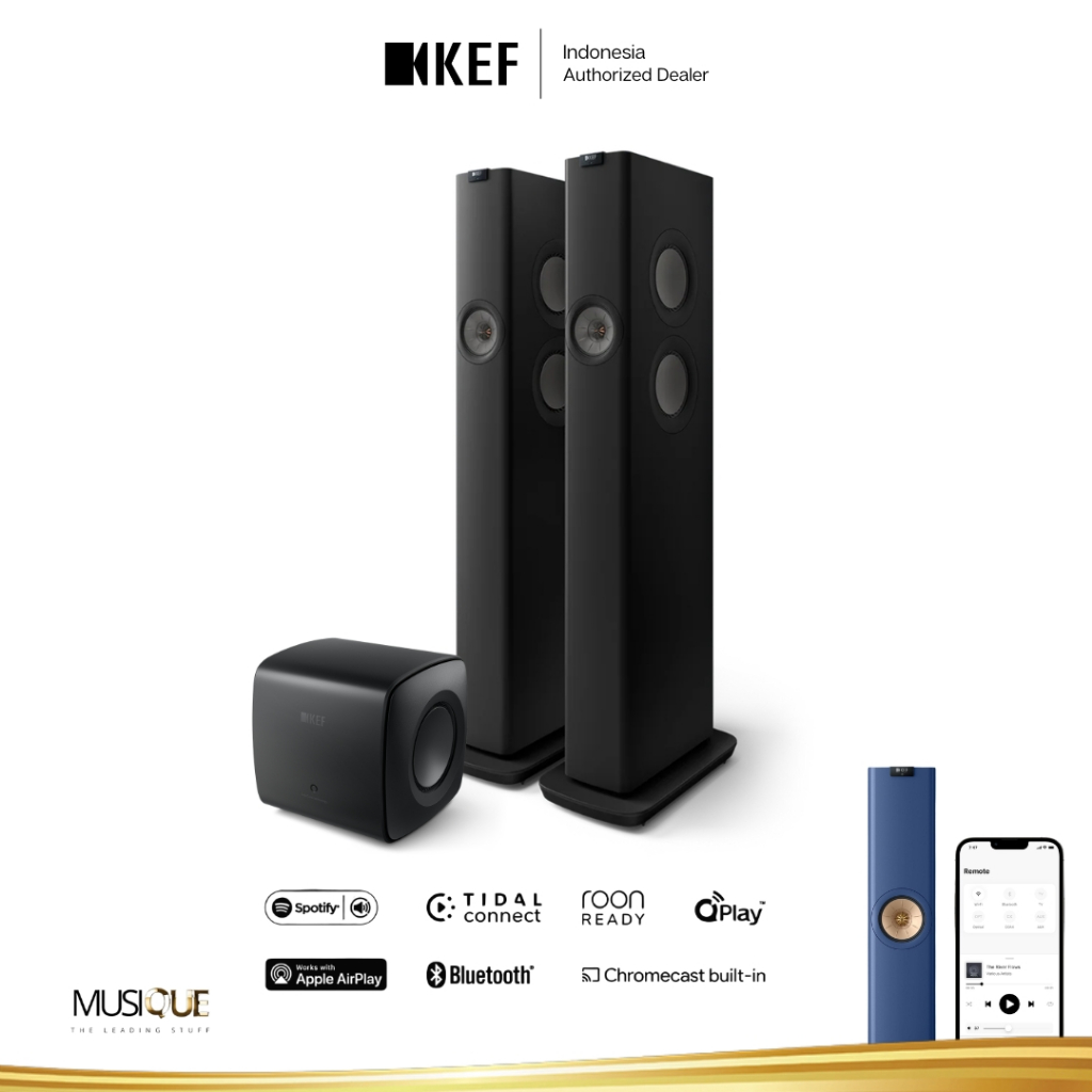 KEF LS60 Wireless HiFi Floor Standing Speakers with Subwoofer Kc62 - Carbon Black