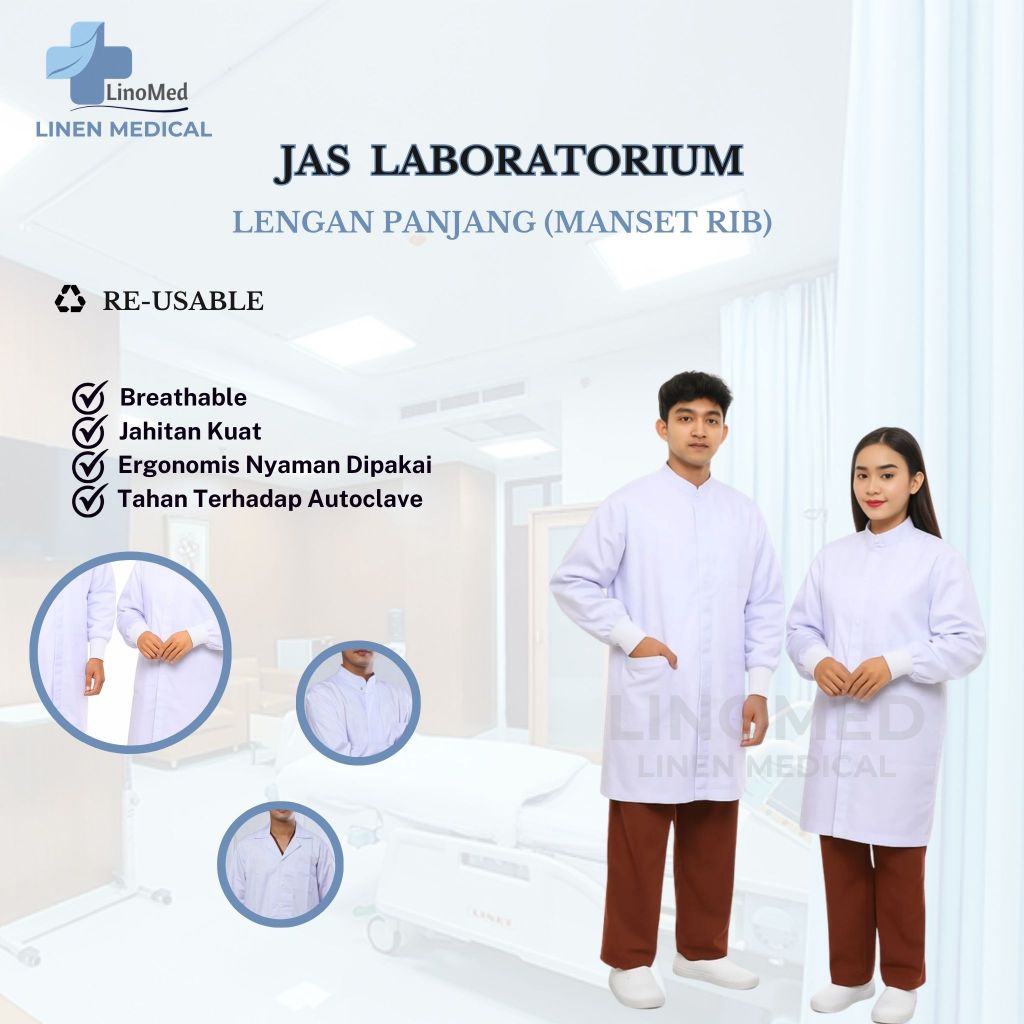Jas Laboratorium Lengan Panjang (Manset Rib)