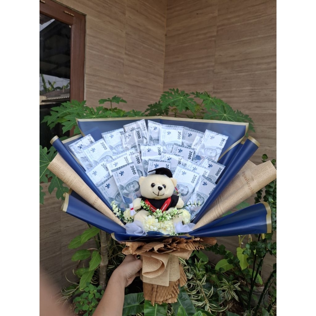 Buket Uang Wisuda 25lembar 2ribuan handmade