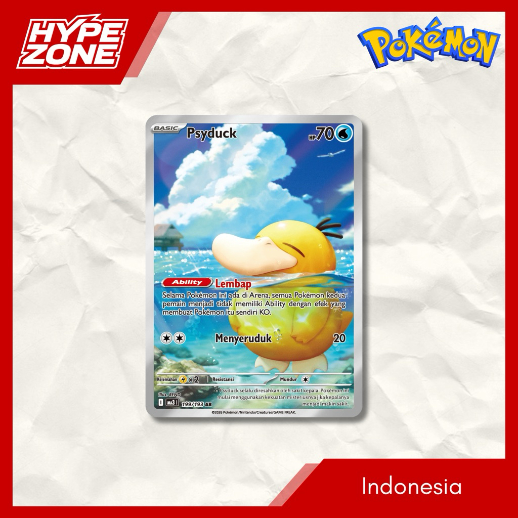 Psyduck AR 199/193 | Mega Impian MA3 | Pokemon Card TCG Indonesia