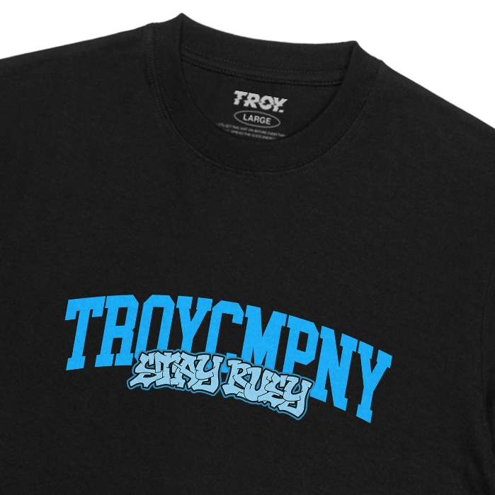 Troy Company Tshirt Black Blue Rock - Kaos Pria Lengan Pendek Hitam MTD 3114