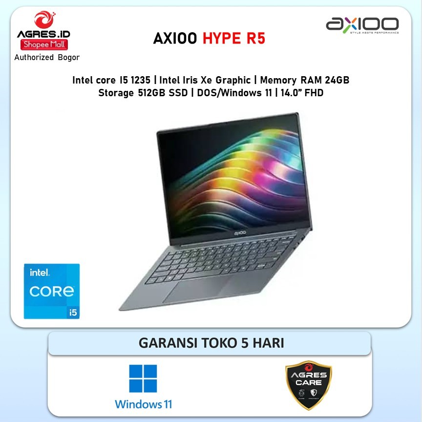 AXIOO HYPE-R 5 I5 1235 24 GB / 512 GB W11+OFFICE PERMANEN 14.0FHD [1KG] Black
