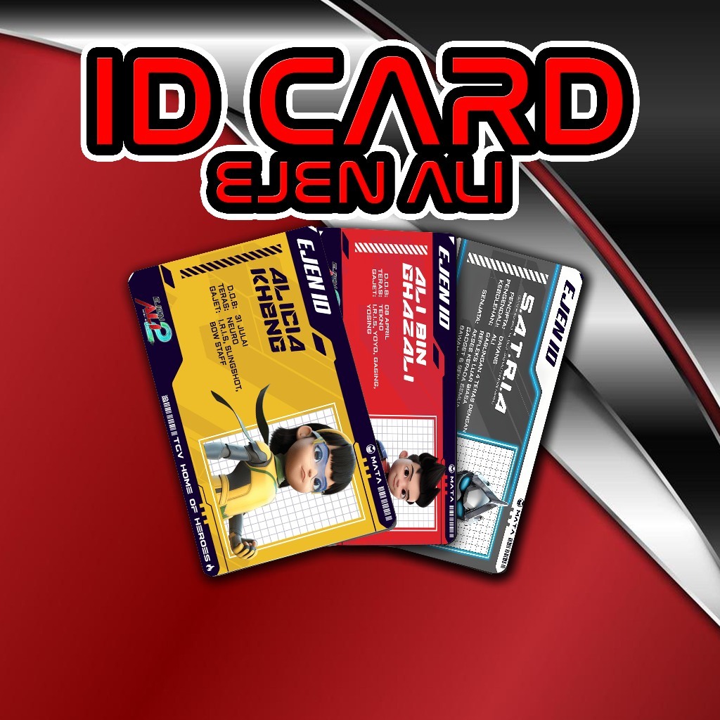 ID CARD PVC KARAKTER EJEN ALI PREMIUM HIGH QUALITY