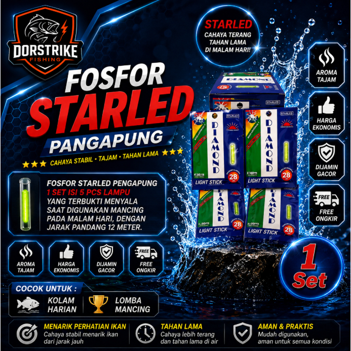 lampu penerangan pelampung kambangan starlet starlight starlite DIAMOND 1 set isi 5 pcs lampu umpan 