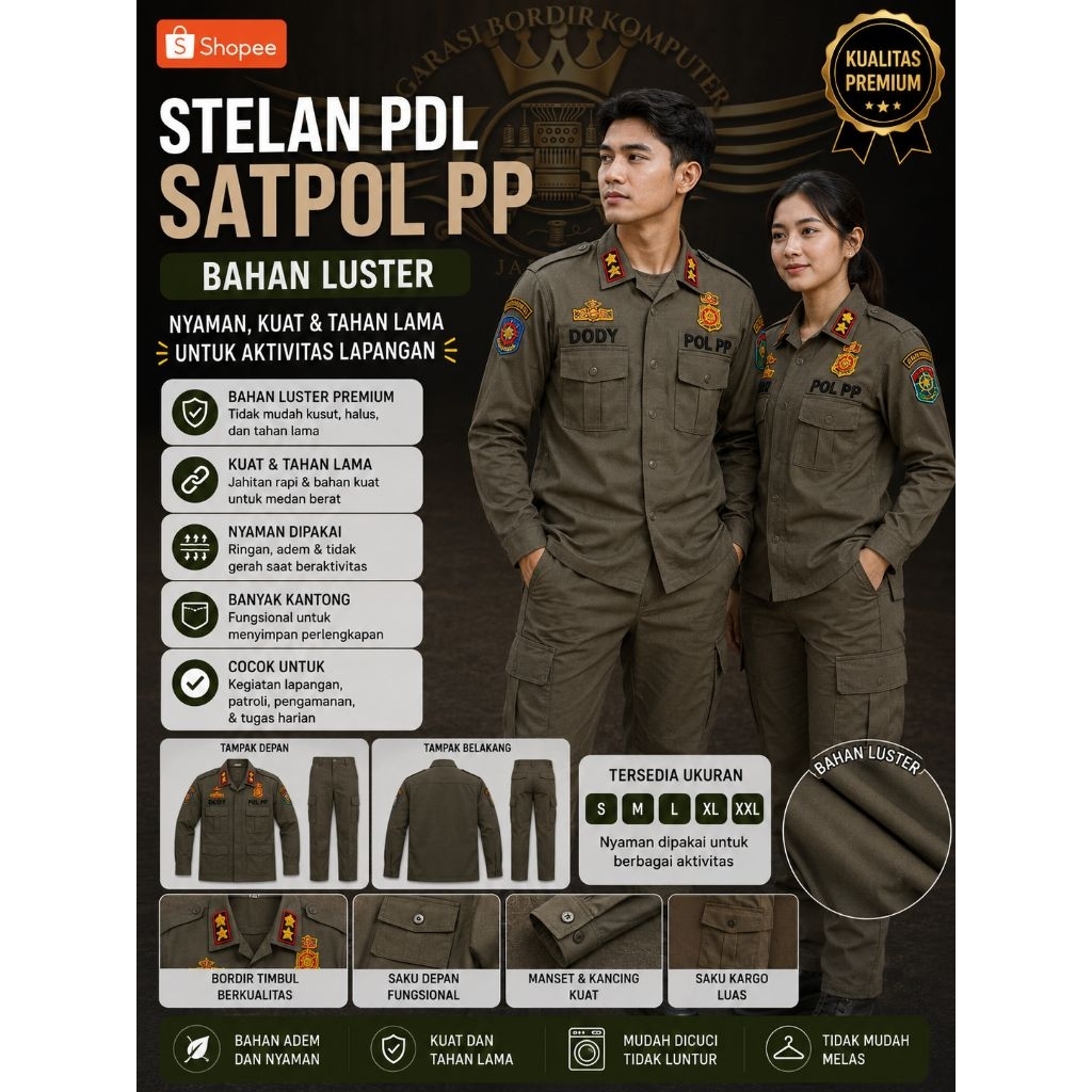 PROMO STELAN PdL Pol PP | SATPOL PP Terbaru Bahan Luster ASLI