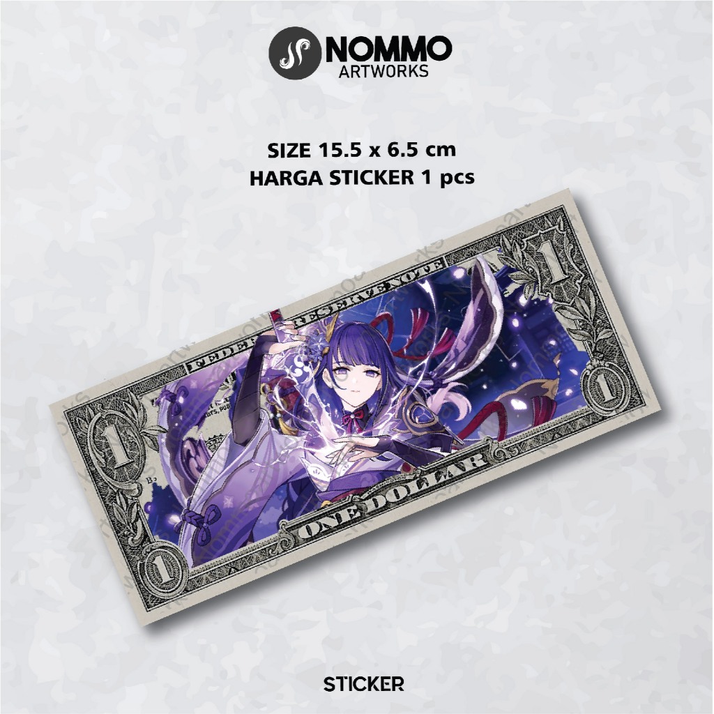 Sticker Nommo Artworks Dollar Mainan Gaming Raiden Shogun Hutao
