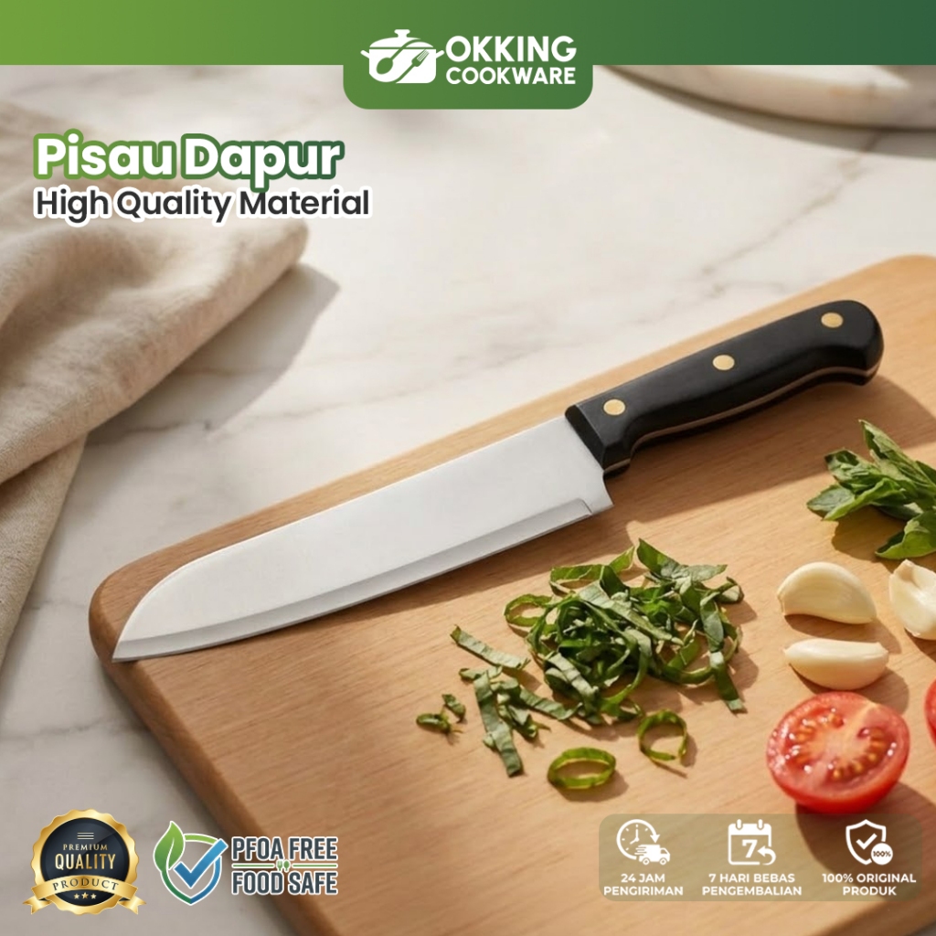 OKKING COOKWARE Pisau Dapur Stainless Premium Anti Karat Food Grade Gagang Warna-Warni 345