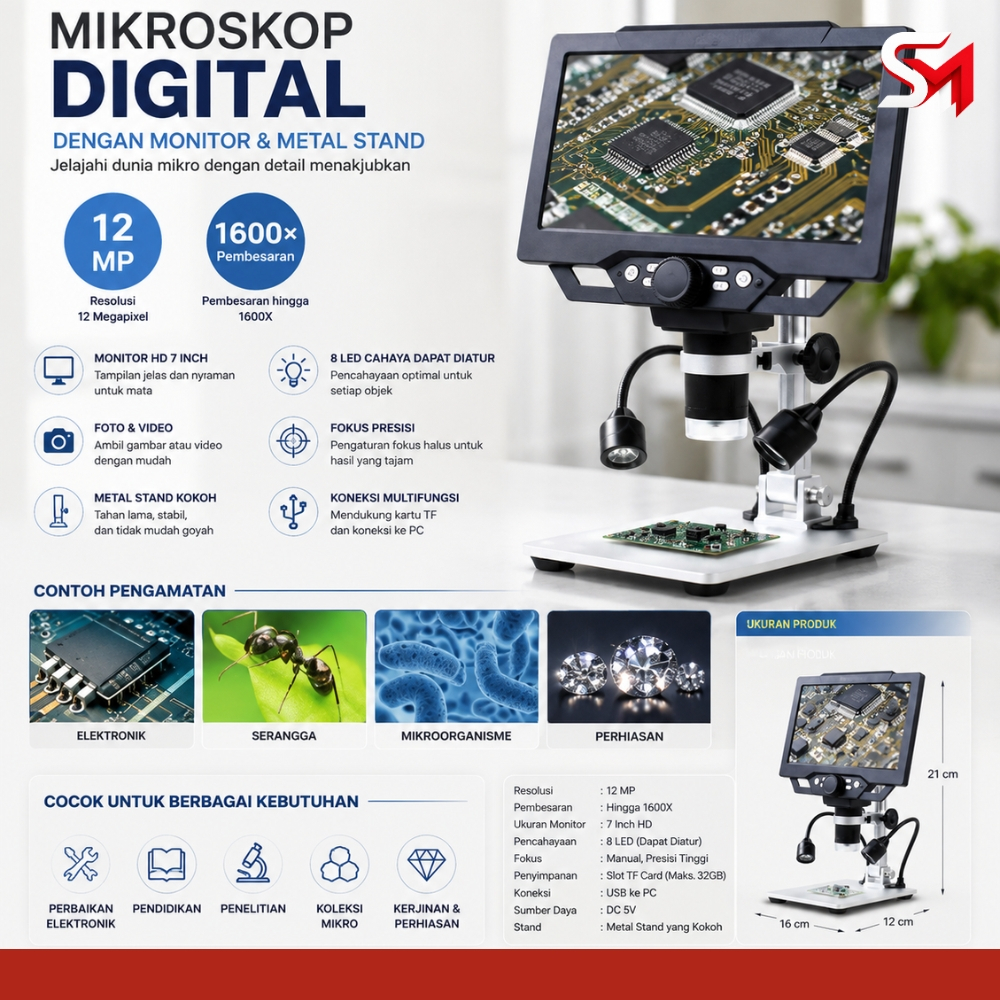 Mikroskop Digital Microscope Service LCD Monitor Mikroskop PCB Inspeksi Perbaikan Ponsel - CS