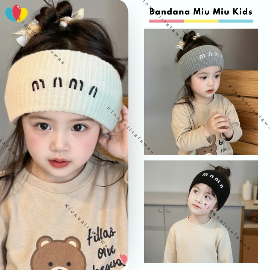 Bandana Miu Miu Anak Perempuan / OOTD Sporty Padel Headband Korea Anak Cewek Bando Tahun OOTD Lucu S
