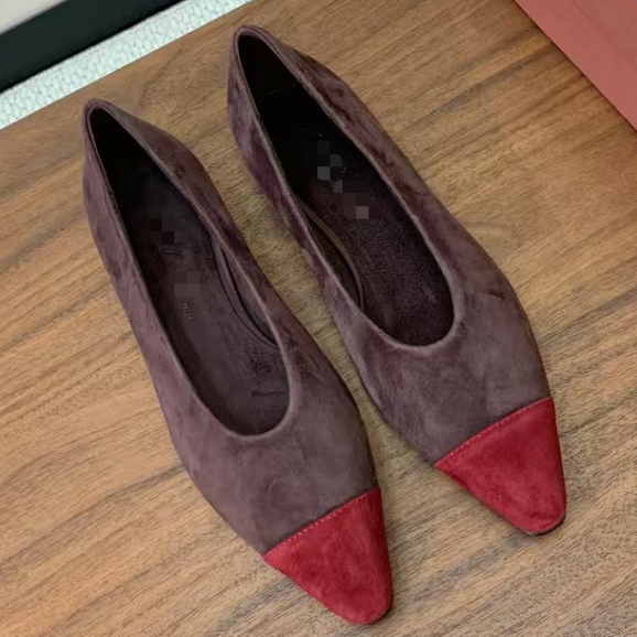 [Pre order] Women's shoes Rebecca suede fashionable latest pointed toe toe ballet flat shoes