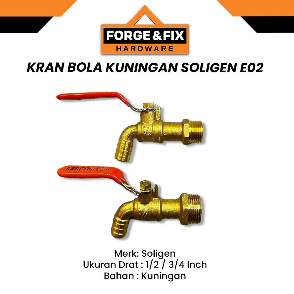 SOLIGEN Kran Air Keran Bola Tembok Taman Full Kuningan E02 1/2 3/4 INCH