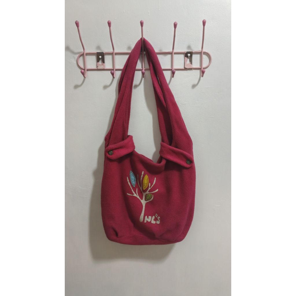 Totebag Slingbag Tas Tote Sling Shoulder Shopping Bag Pink Fuschia Preloved PL