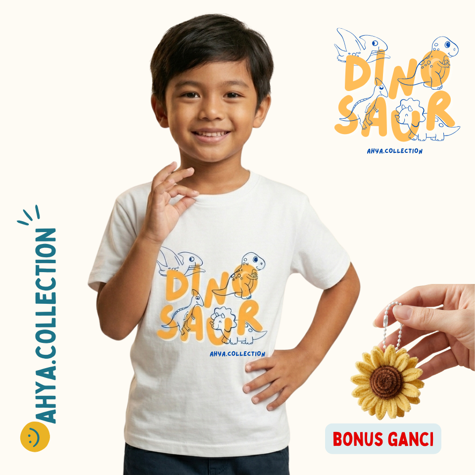 Baju Anak Laki Laki Kaos Anak Cowok Gambar Dino Dinosaurus Lucu Ahya Collection | Atasan Anak T-Shir
