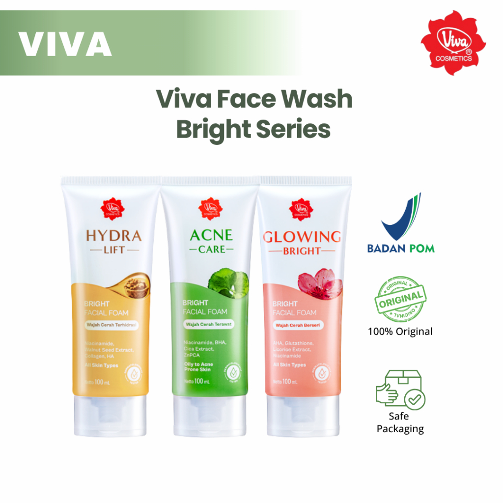 Viva Facial Foam Bright Series 100 ml - Sabun Muka Viva