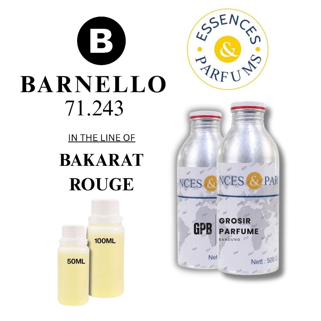BIBIT ESSENCES BARNELLO 71.243 GRADE B | ISNPIRED BY BKRAT ROUGE | REPACK 50ML & 100ML
