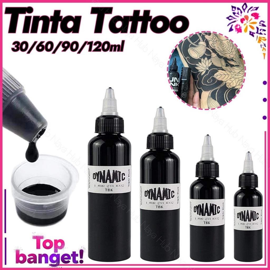 Tinta Tato Tattoo Ink 30ml 60ml 90ml 120ml Zuper Black Hitam Pekat Pigmen Tato Profesional Garis Dan