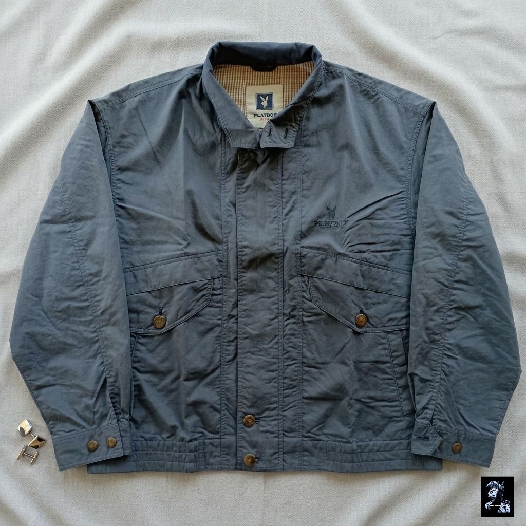 Jacket Harrington - Playboy Blue Mantel Teban Parasut Unisex