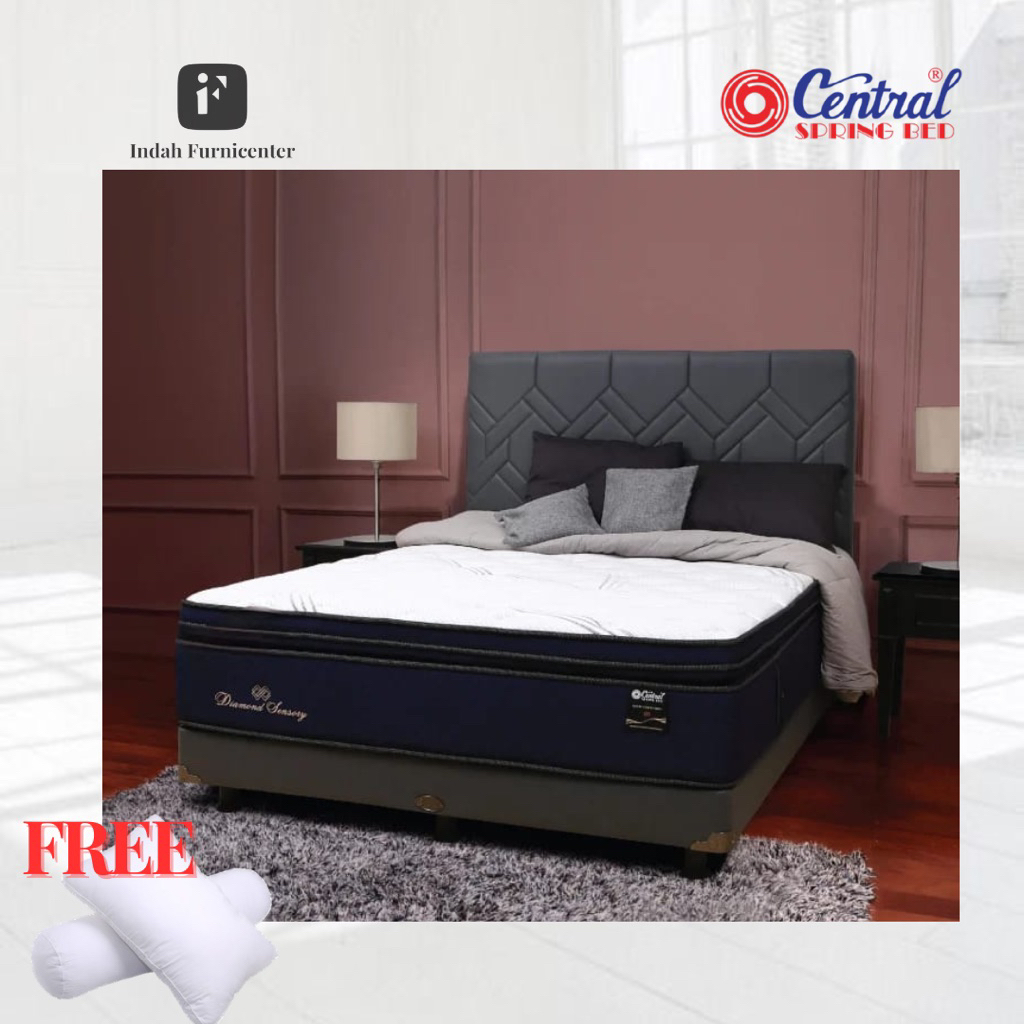 Kasur Springbed Central GOLD Diamond Sensory with 3 zone pocket spring double pillowtop Latex & supe