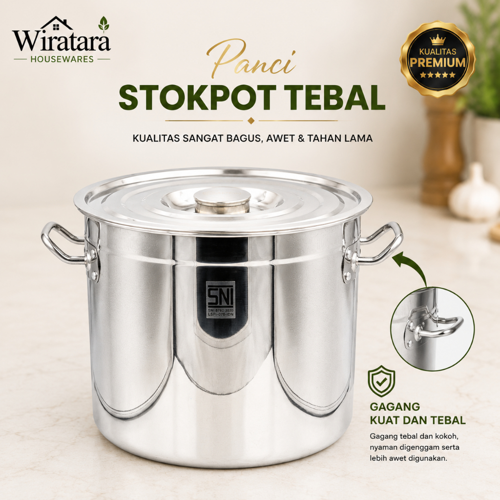 CALYPSO Panci Besar Stainless 20Liter 30cm | Stock Pot Rebus Stenlis | Soup Pot Dandang
