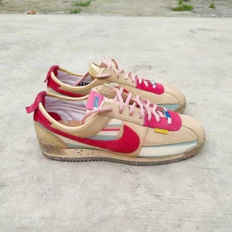 NIKE CORTEZ UNION PRELOVED - Nike Cortez Union LA Sesame Beige Pink Original Sepatu Sneakers