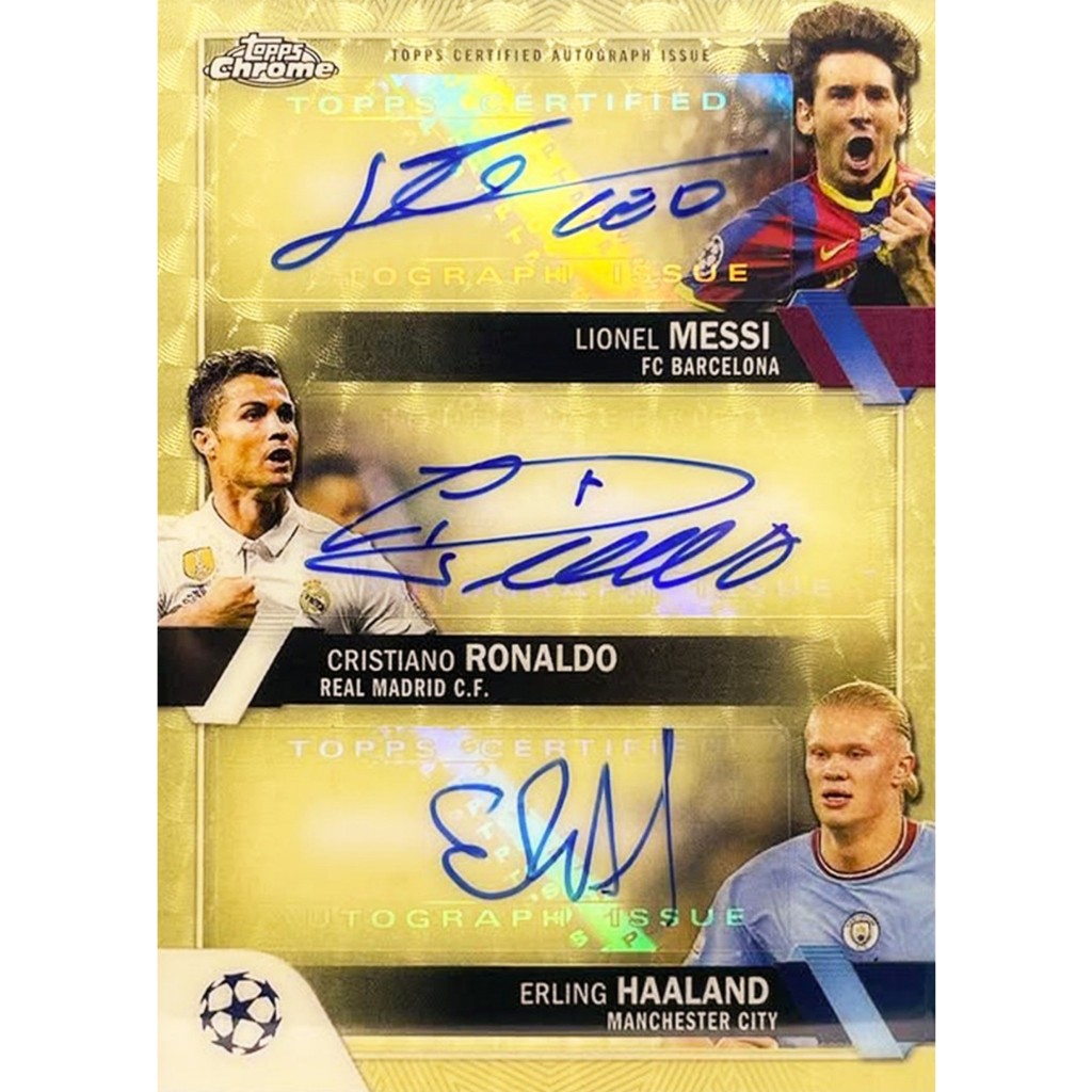 Fullprint Replica Kartu Mainan Anak Jadul Bola tanda tangan Messi, Ronaldo, Haaland