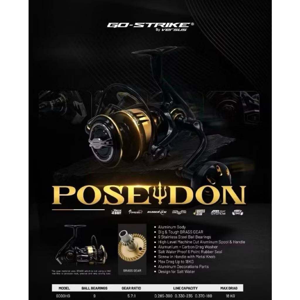 Reel SPINNING GOSTRIKE POSEIDON SALTWATER RESISTANT (POWER HANDLE)