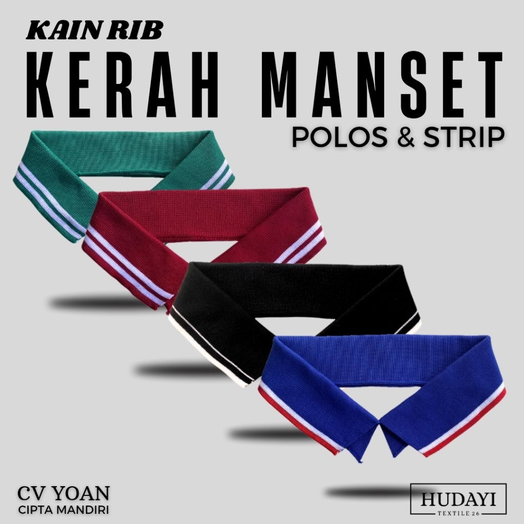 Kain Rib Kerah Manset Aksesoris Polo Shirt Wangki Eceran Grosir Lembut Adem Custom Warna Motif