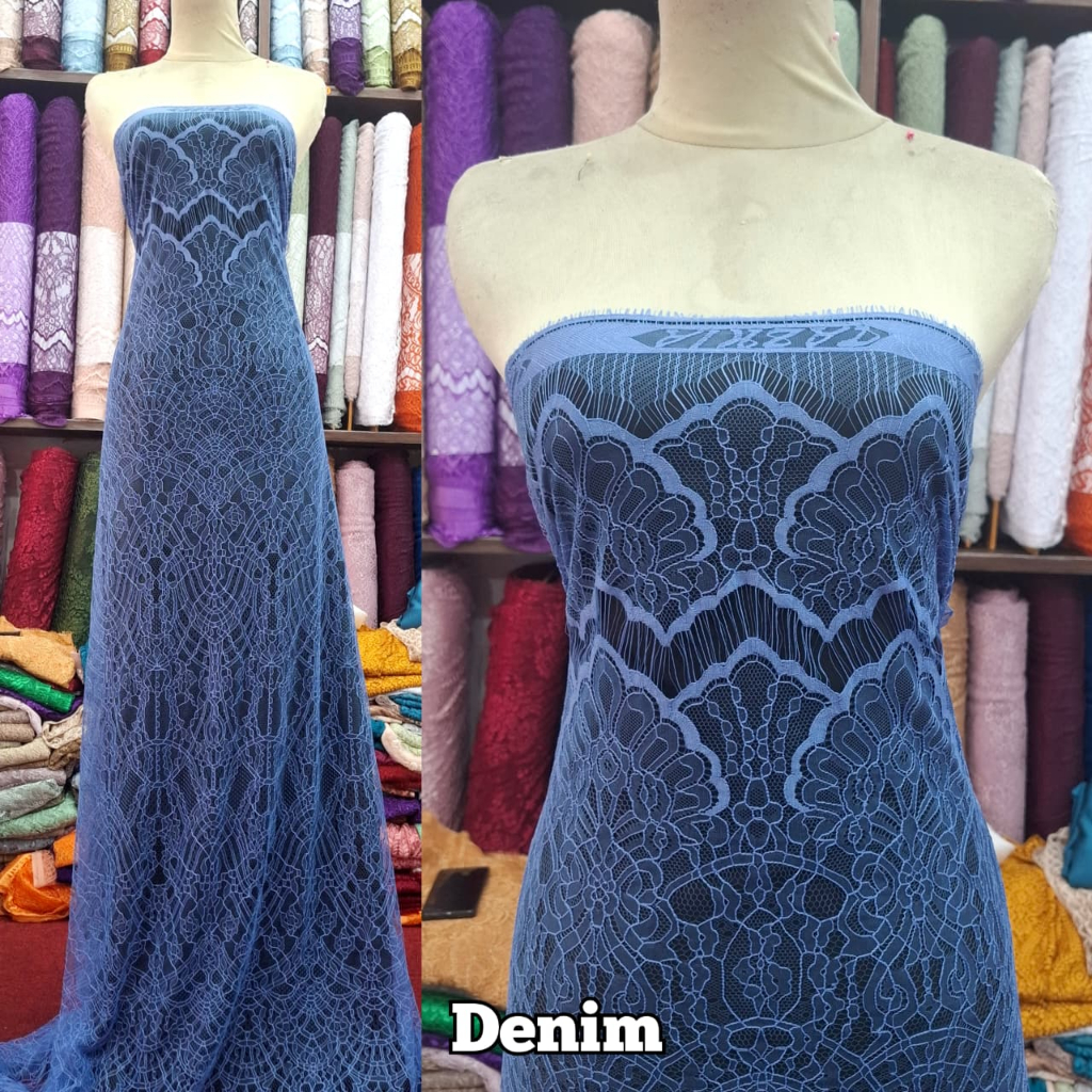 BAHAN KAIN BRUKAT CHANTILY, SANTILI KEBAYA BALI, DRESS , OUTER , ISI PANEL SIAP JAHIT