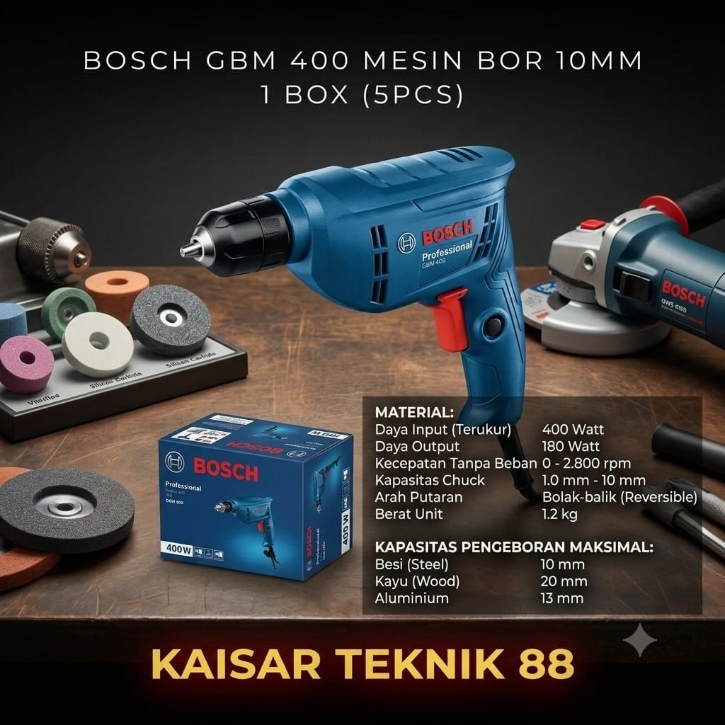 1BOX(5PCS) BOSCH Mesin Bor Listrik 10mm GBM 400 Original BOSCH Mesin Bor Drill