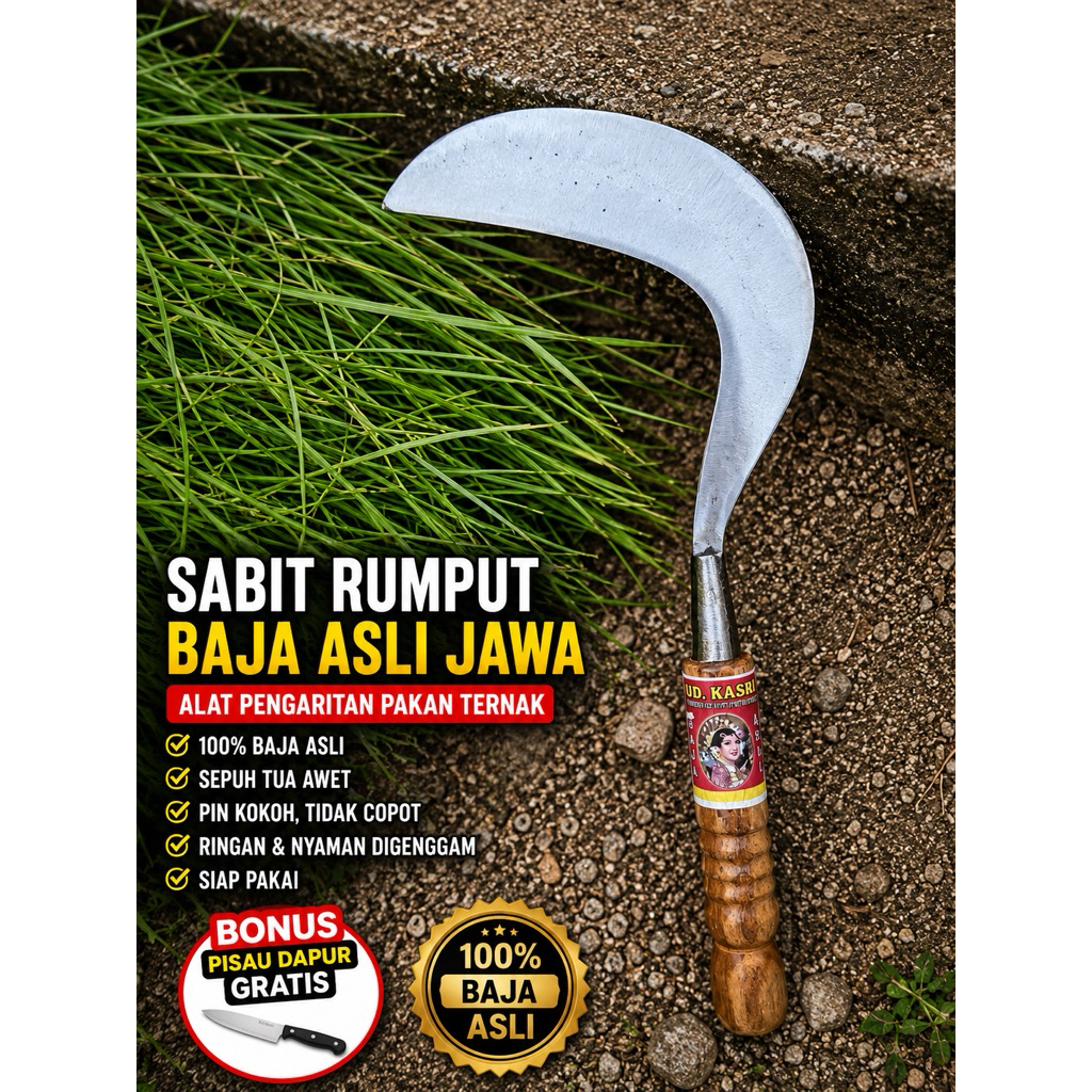 Sabit Rumput Baja Asli Original Jawa Timur Cocok Untuk Pengaritan Dan Peralatan Berkebun Bonus Pisau