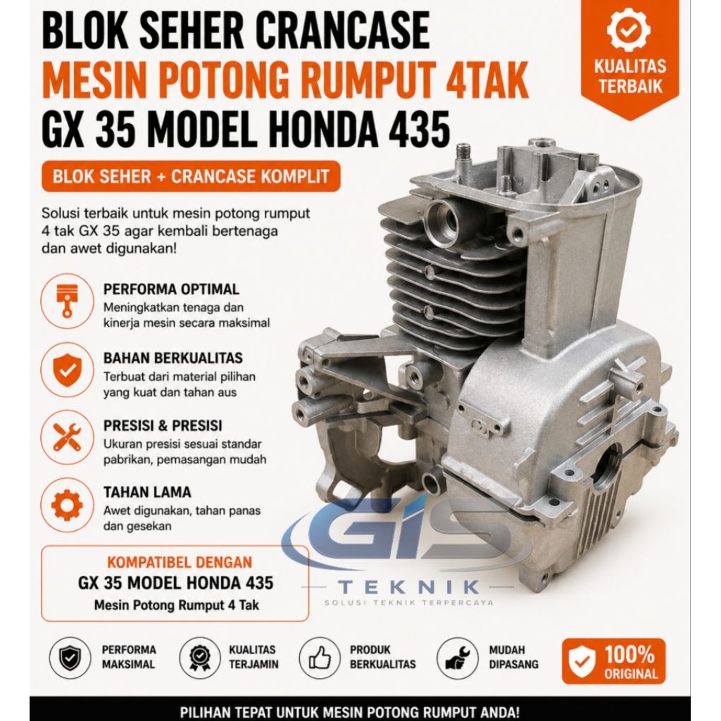 Blok Seher crancase mesin potong rumput 4tak GX 35 Model Honda 435
