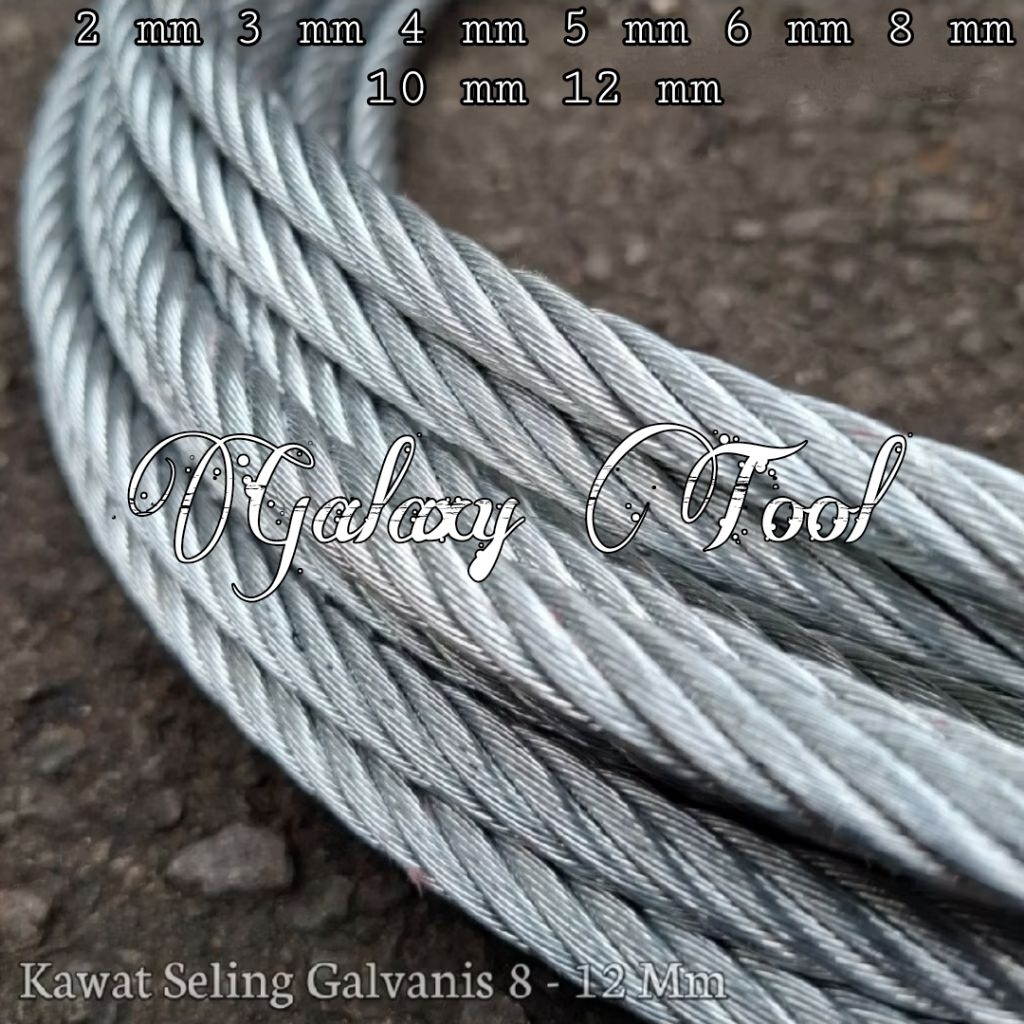 seling baja bahan Galvanis 10 12  8  6  5  4 mm kawat Tali Sling Galvanis wire rope